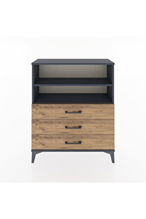 Arges Şifonyer 2 Raflı 3 Çekmeceli 88x30x106 Antrasit-Çam