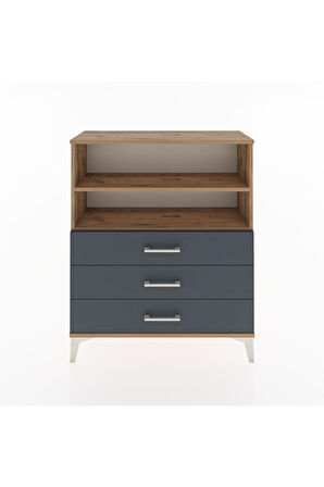 Arges Şifonyer 2 Raflı 3 Çekmeceli 88x30x106 Çam-Antrasit