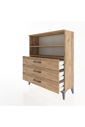 Arges Şifonyer 2 Raflı 3 Çekmeceli 88x30x106 Çam-Çam
