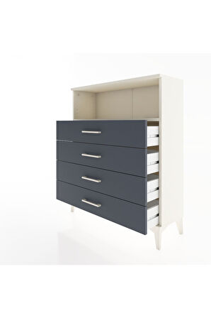 Arges Şifonyer Tek Raflı 4 Çekmeceli 88x30x106 Aytaşı-Antrasit