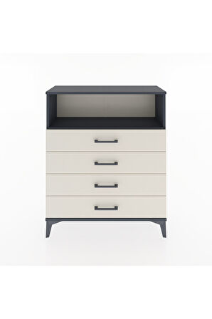 Arges Şifonyer Tek Raflı 4 Çekmeceli 88x30x106 Antrasit-Aytaşı