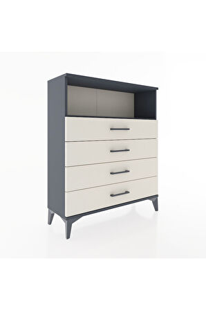 Arges Şifonyer Tek Raflı 4 Çekmeceli 88x30x106 Antrasit-Aytaşı