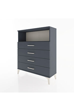 Arges Şifonyer Tek Raflı 4 Çekmeceli 88x30x106 Antrasit-Antrasit