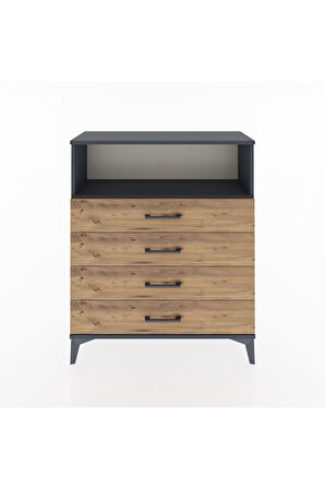 Arges Şifonyer Tek Raflı 4 Çekmeceli 88x30x106 Antrasit-Çam