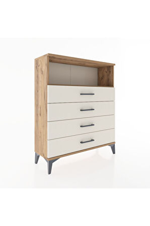 Arges Şifonyer Tek Raflı 4 Çekmeceli 88x30x106 Çam-Aytaşı
