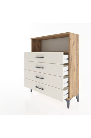 Arges Şifonyer Tek Raflı 4 Çekmeceli 88x30x106 Çam-Aytaşı