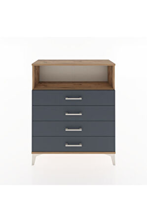 Arges Şifonyer Tek Raflı 4 Çekmeceli 88x30x106 Çam-Antrasit