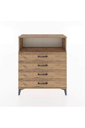 Arges Şifonyer Tek Raflı 4 Çekmeceli 88x30x106 Çam-Çam