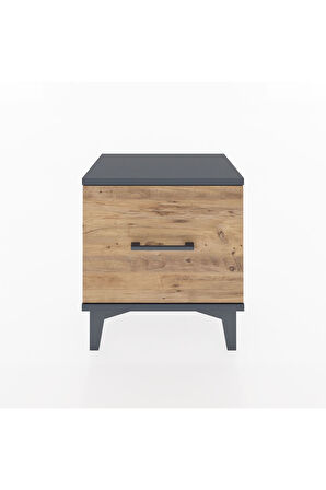 Arges Komodin Tek Çekmeceli 44x30x48 Antrasit-Çam