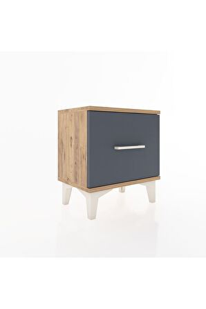 Arges Komodin Tek Çekmeceli 44x30x48 Çam-Antrasit