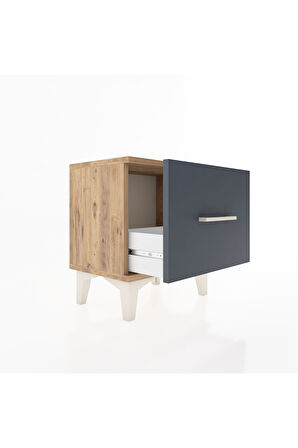 Arges Komodin Tek Çekmeceli 44x30x48 Çam-Antrasit