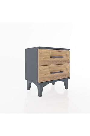 Arges Komodin 2 Çekmeceli 44x30x48 Antrasit-Çam