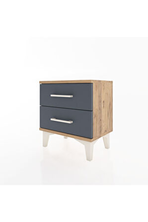 Arges Komodin 2 Çekmeceli 44x30x48 Çam-Antrasit