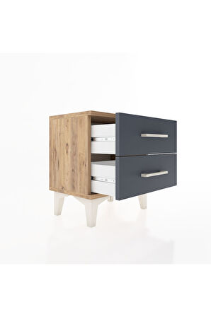 Arges Komodin 2 Çekmeceli 44x30x48 Çam-Antrasit