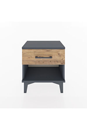 Arges Komodin Tek Çekmeceli 44x30x48 Antrasit-Çam
