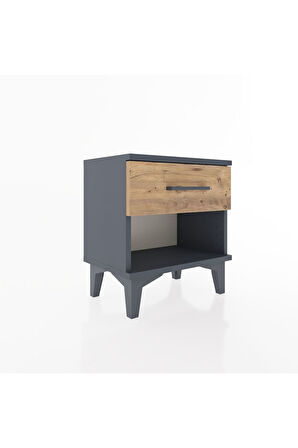 Arges Komodin Tek Çekmeceli 44x30x48 Antrasit-Çam