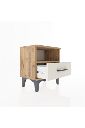 Arges Komodin Tek Raflı Tek Çekmeceli 44x30x48 Çam-Aytaşı