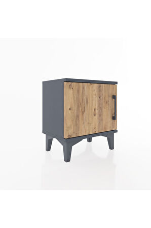Arges Komodin Tek Raflı Tek Kapaklı 44x30x48 Antrasit-Çam