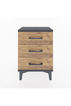 Arges Komodin 3 Çekmeceli 44x30x64 Antrasit-Çam