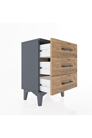 Arges Komodin 3 Çekmeceli 44x30x64 Antrasit-Çam