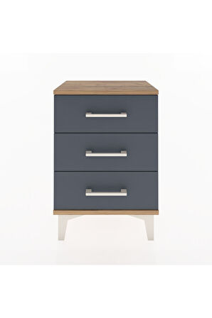 Arges Komodin 3 Çekmeceli 44x30x64 Çam-Antrasit