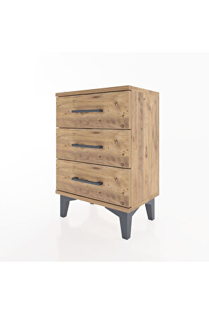 Arges Komodin 3 Çekmeceli 44x30x64 Çam-Çam