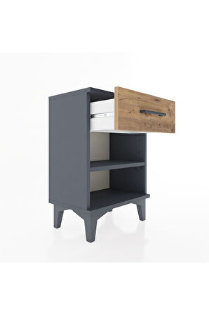 Arges Komodin Tek Raflı Tek Çekmeceli 44x30x64 Antrasit-Çam