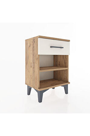 Arges Komodin Tek Raflı Tek Çekmeceli 44x30x64 Çam-Aytaşı