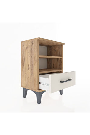Arges Komodin 2 Raflı Tek Çekmeceli 44x30x64 Çam-Aytaşı