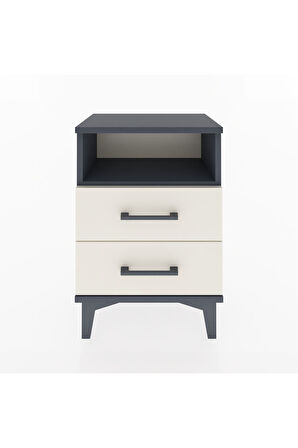 Arges Komodin Tek Raflı 2 Çekmeceli 44x30x64 Antrasit-Aytaşı