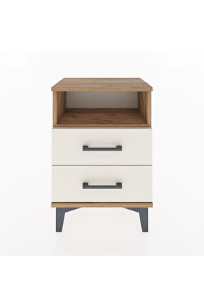 Arges Komodin Tek Raflı 2 Çekmeceli 44x30x64 Çam-Aytaşı