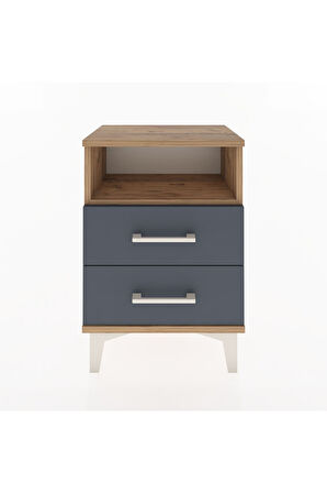 Arges Komodin Tek Raflı 2 Çekmeceli 44x30x64 Çam-Antrasit