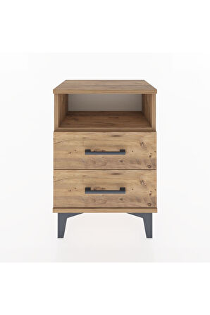 Arges Komodin Tek Raflı 2 Çekmeceli 44x30x64 Çam-Çam