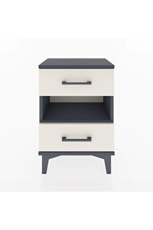 Arges Komodin Tek Raflı 2 Çekmeceli 44x30x64 Antrasit-Aytaşı