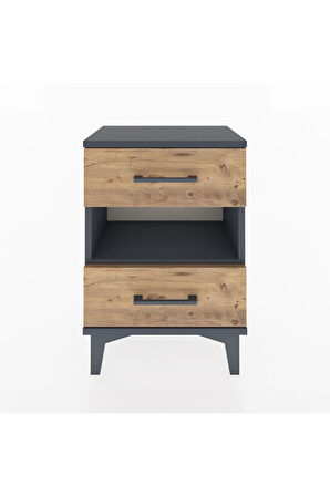 Arges Komodin Tek Raflı 2 Çekmeceli 44x30x64 Antrasit-Çam
