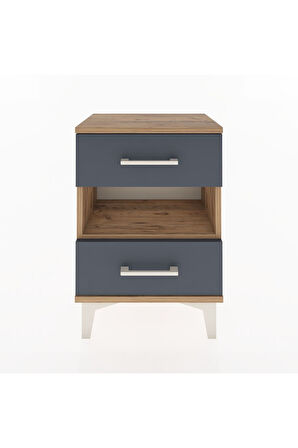 Arges Komodin Tek Raflı 2 Çekmeceli 44x30x64 Çam-Antrasit