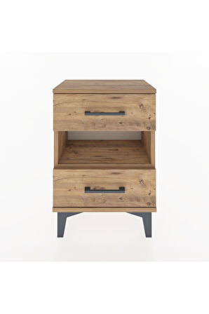 Arges Komodin Tek Raflı 2 Çekmeceli 44x30x64 Çam-Çam