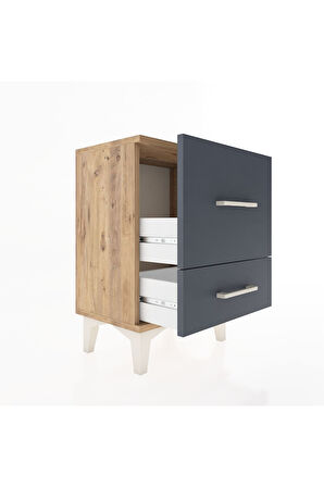 Arges Komodin 2 Çekmeceli 44x30x64 Çam-Antrasit
