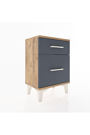 Arges Komodin 2 Çekmeceli 44x30x64 Çam-Antrasit