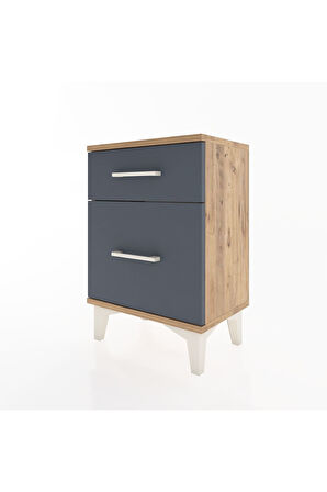 Arges Komodin 2 Çekmeceli 44x30x64 Çam-Antrasit