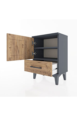 Arges Komodin 2 Raflı Tek Kapaklı 44x30x64 Antrasit-Çam