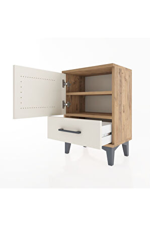 Arges Komodin 2 Raflı Tek Kapaklı 44x30x64 Çam-Aytaşı