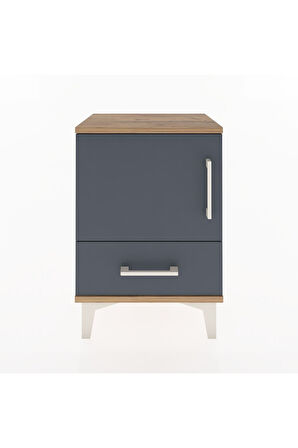 Arges Komodin 2 Raflı Tek Kapaklı 44x30x64 Çam-Antrasit