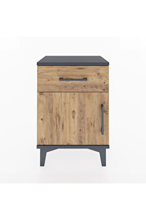 Arges Komodin Tek Raflı Tek Kapaklı 44x30x64 Antrasit-Çam
