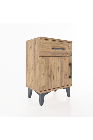 Arges Komodin Tek Raflı Tek Kapaklı 44x30x64 Çam-Çam