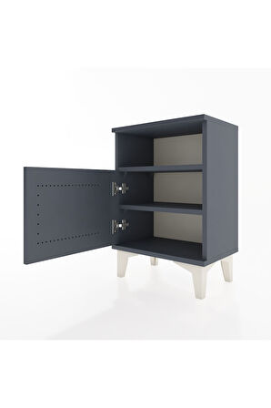 Arges Komodin 2 Raflı Tek Kapaklı 44x30x64 Antrasit-Antrasit