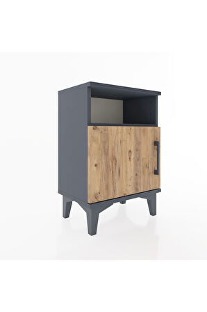 Arges Komodin 2 Raflı Tek Kapaklı 44x30x64 Antrasit-Çam