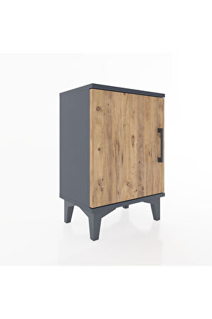 Arges Komodin 2 Raflı Tek Kapaklı 44x30x64 Antrasit-Çam