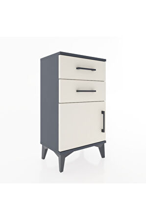 Arges Komodin 2 Raflı Tek Kapaklı 44x30x80 Antrasit-Aytaşı