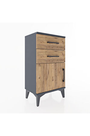 Arges Komodin 2 Raflı Tek Kapaklı 44x30x80 Antrasit-Çam